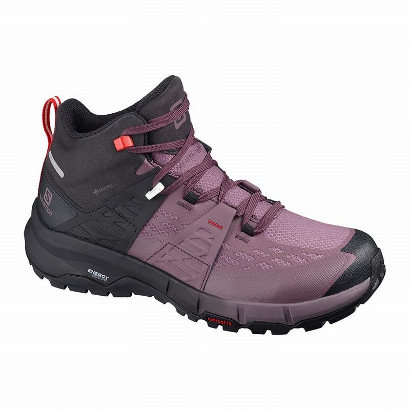 Salomon ODYSSEY MID GTX W Zapatillas Trekking Mujer - Negras / Rojas - Colombia (63912-VSHJ)